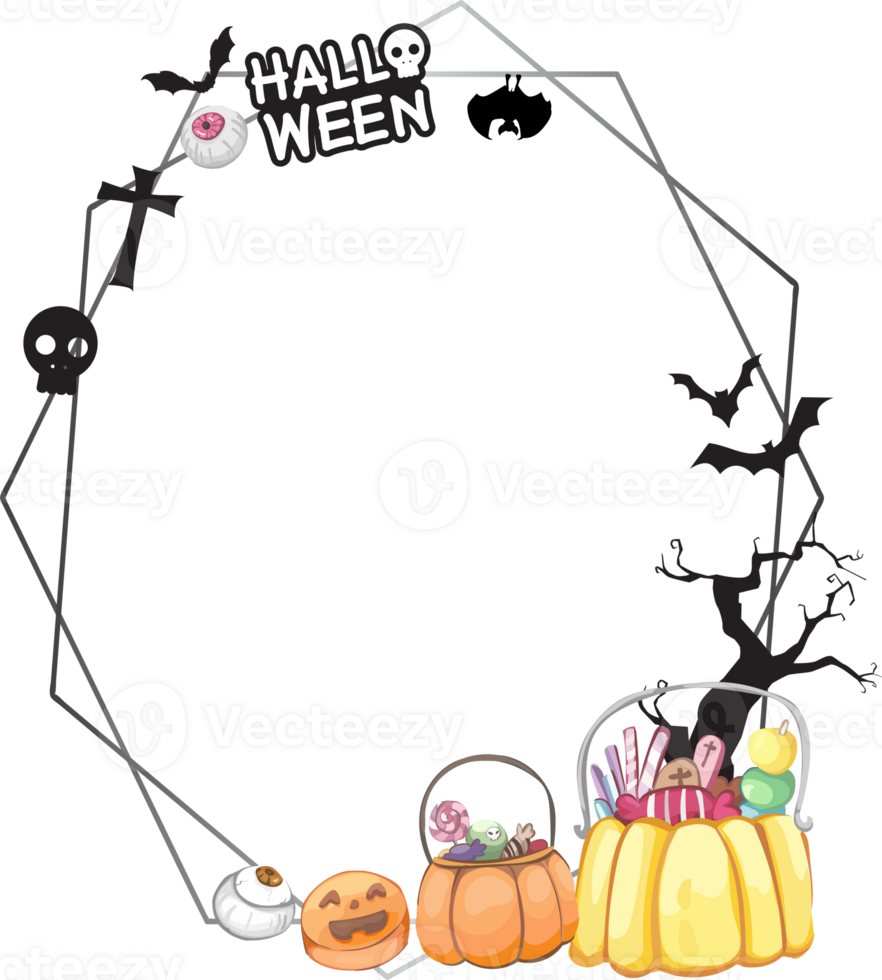 Halloween scary frame on transparent background. png