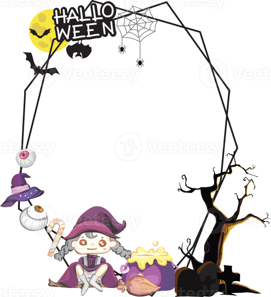 Halloween scary frame on transparent background. png