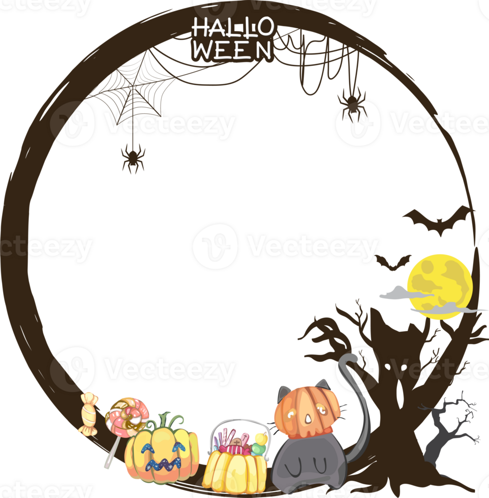 Halloween scary frame on transparent background. png