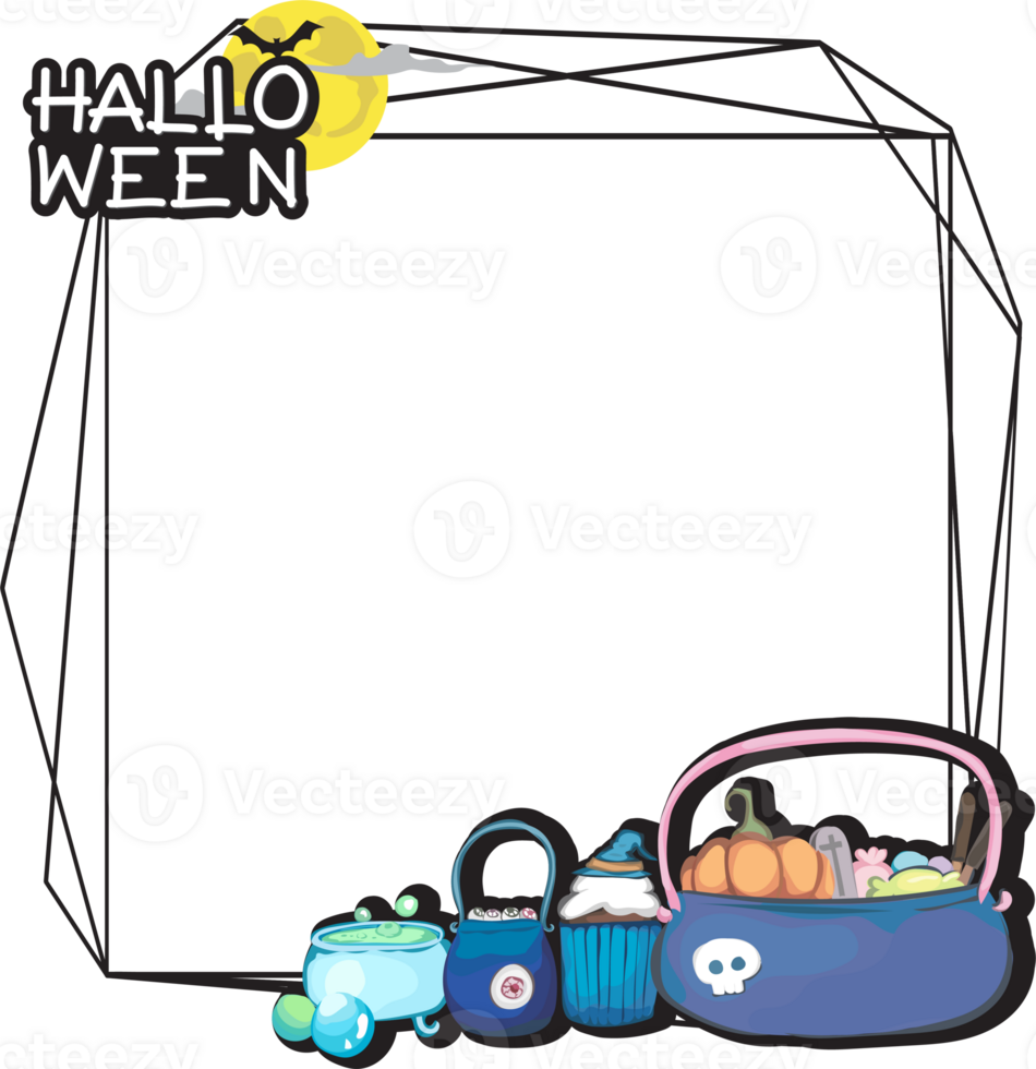 Halloween scary frame on transparent background. png