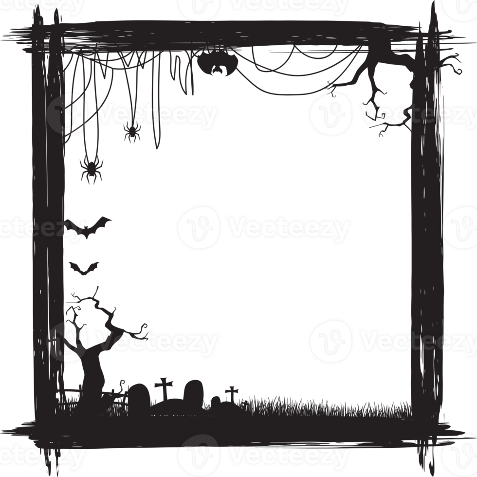 Halloween scary frame on transparent background. png