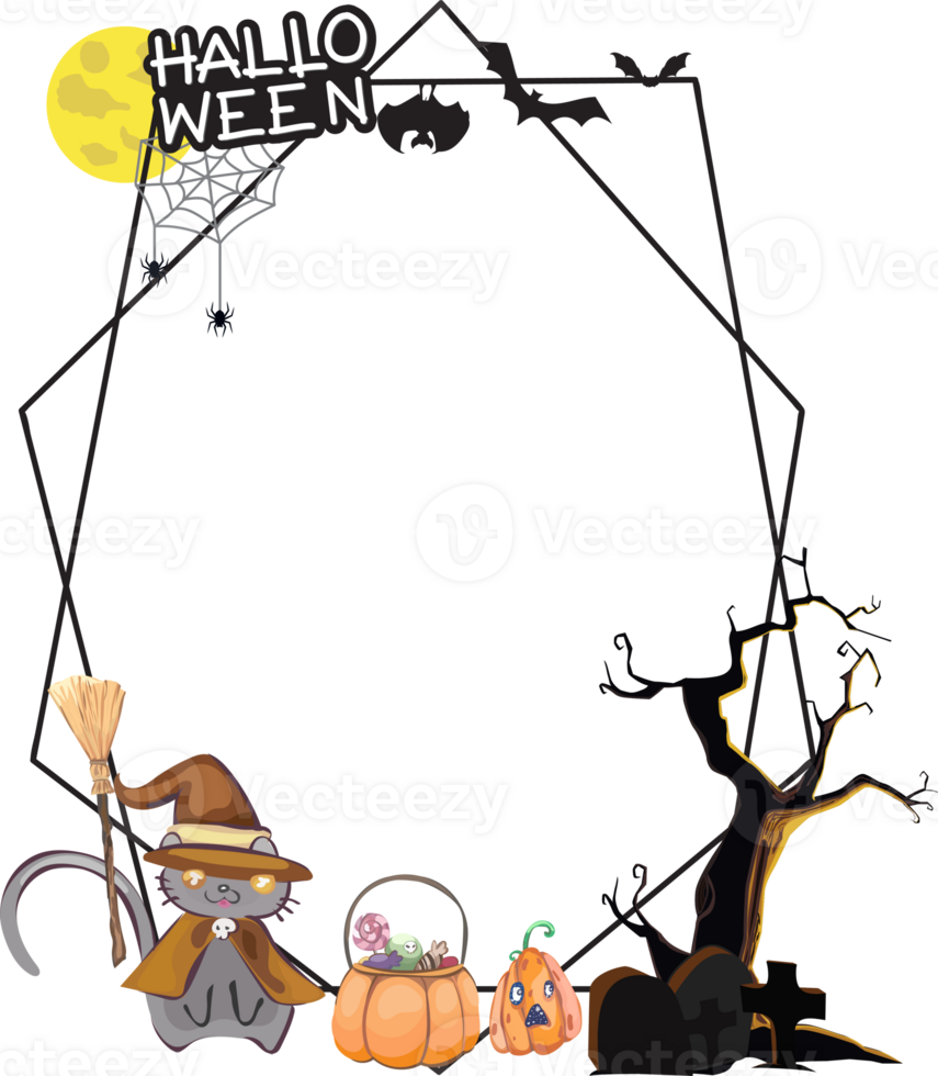 Halloween scary frame on transparent background. png