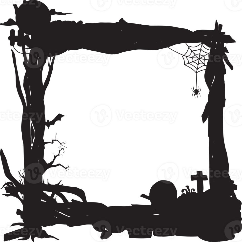 Silhouettes halloween scary frame. png