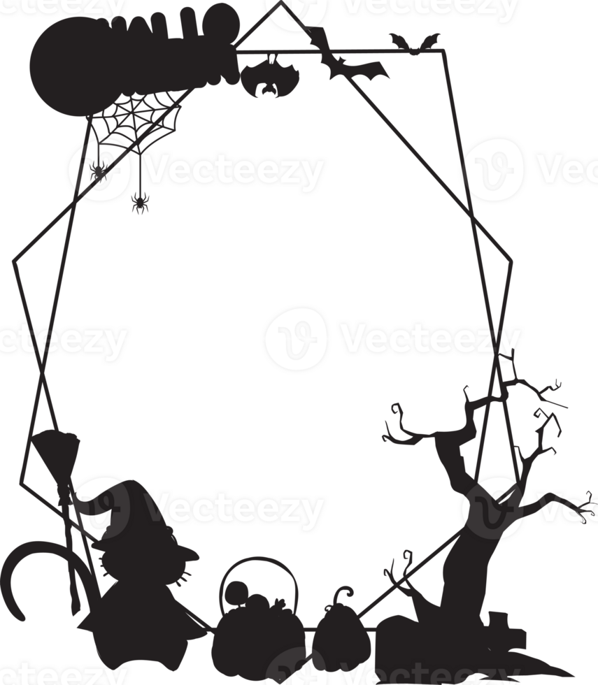Silhouettes halloween scary frame. png