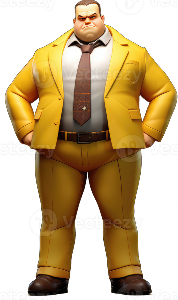 Super boss, fat man businessman hero, pop art retro 3D illustration, AI Generated png