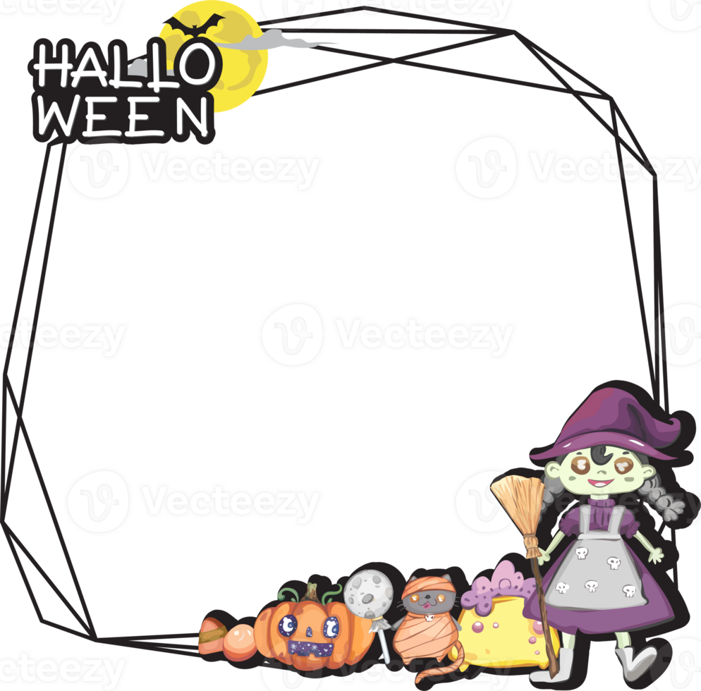 Halloween scary frame on transparent background. png