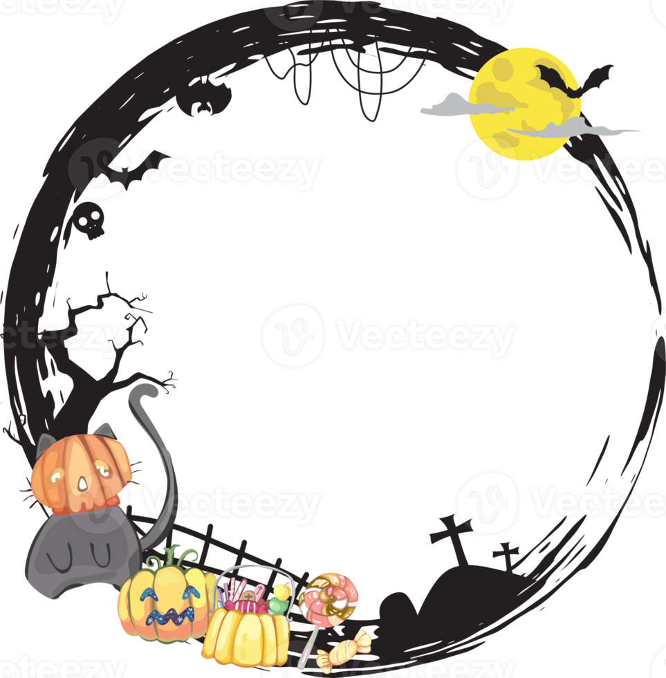 Halloween scary frame on transparent background. png