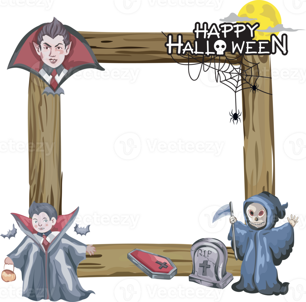 Halloween frame with wooden. png
