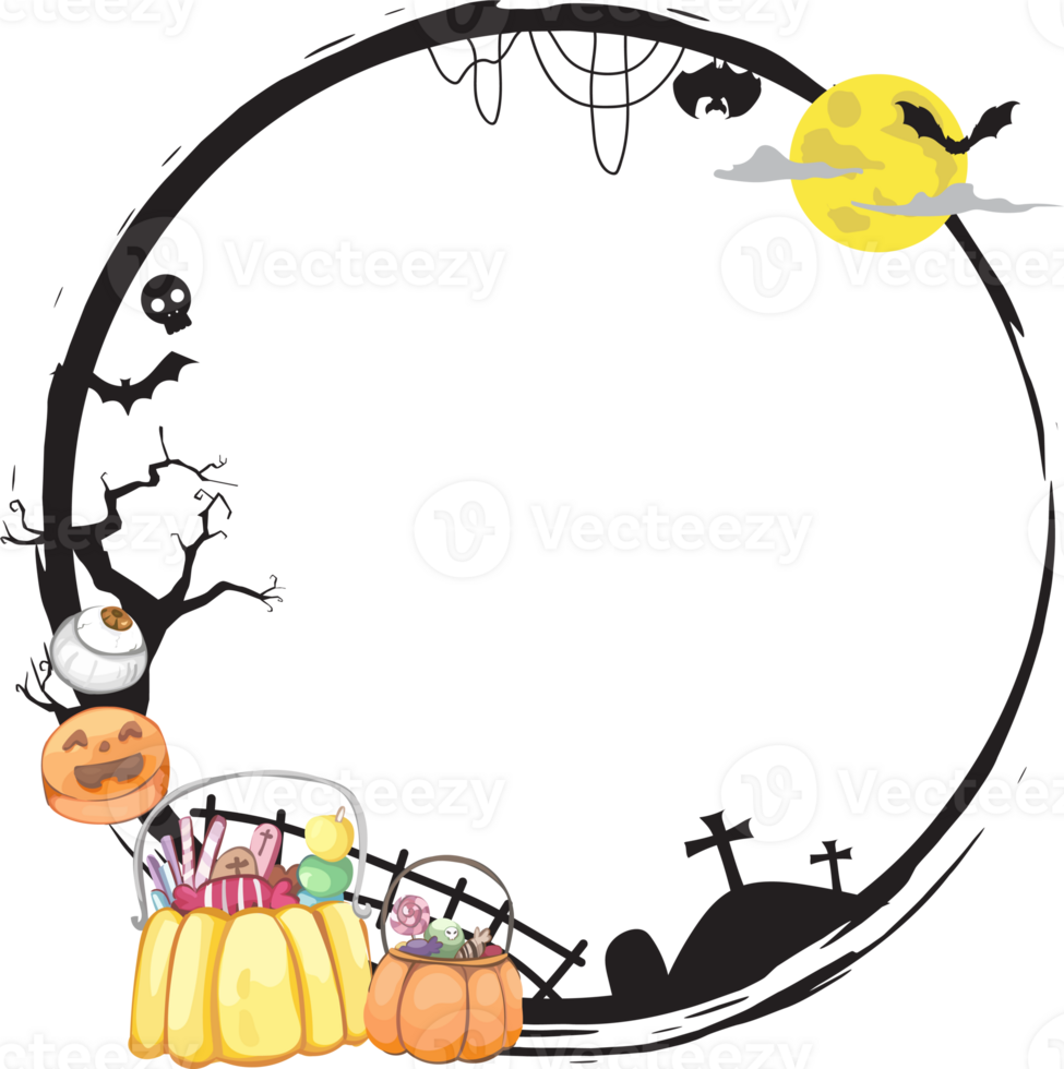 Halloween scary frame on transparent background. png