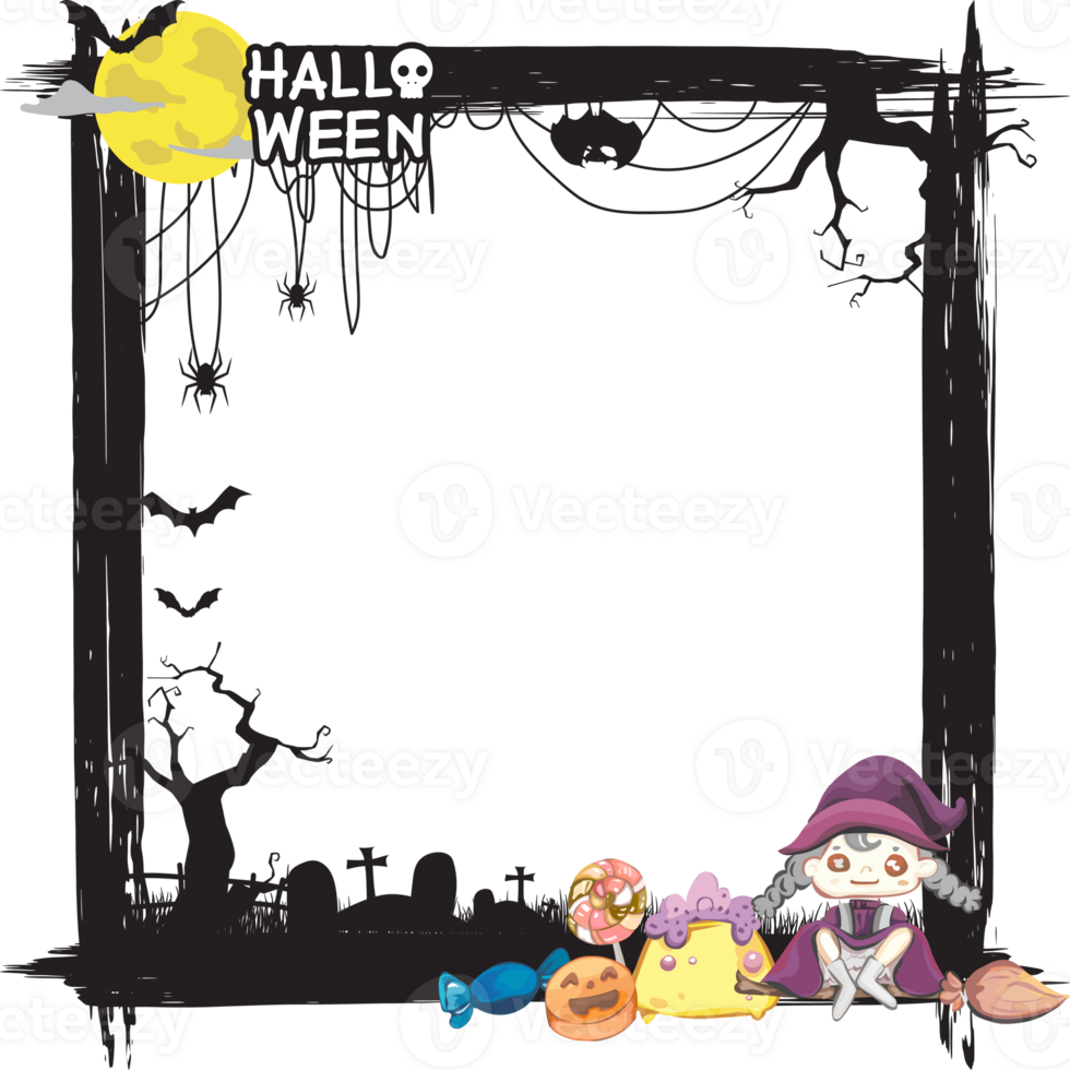 Halloween scary frame on transparent background. png