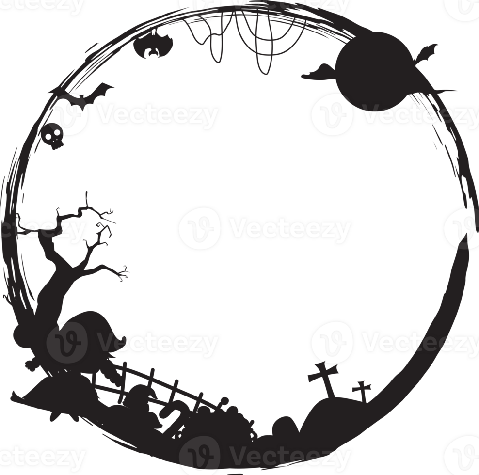 Silhouette halloween scary frame. png