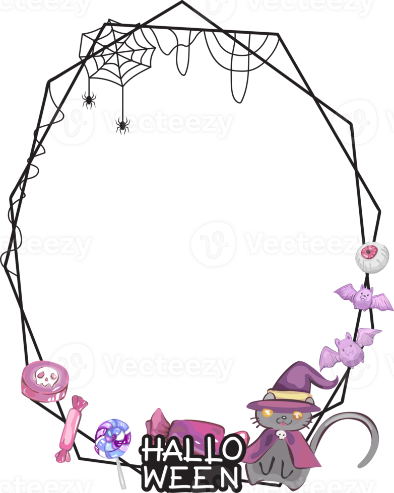 Halloween scary frame on transparent background. png