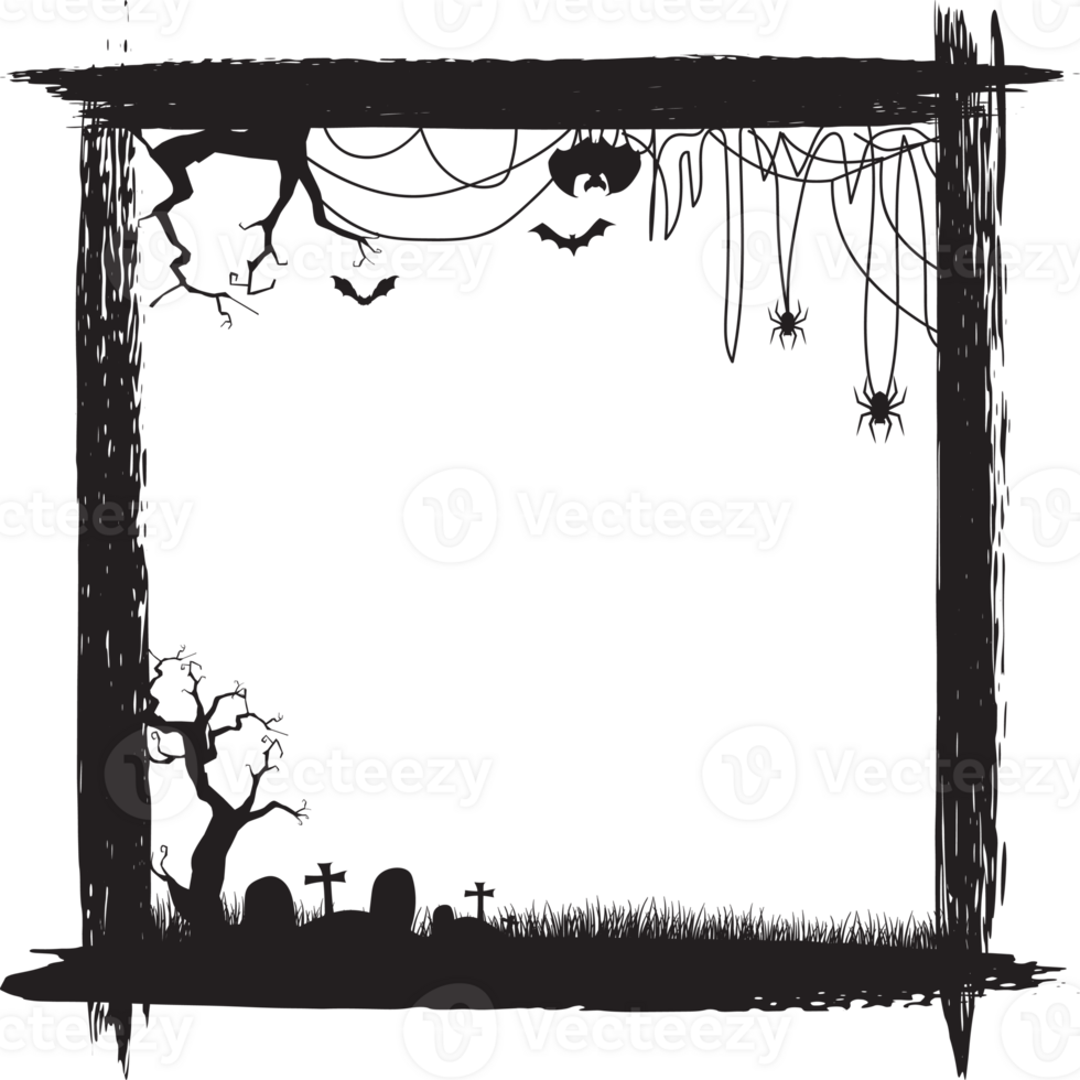 Halloween scary frame on transparent background. png