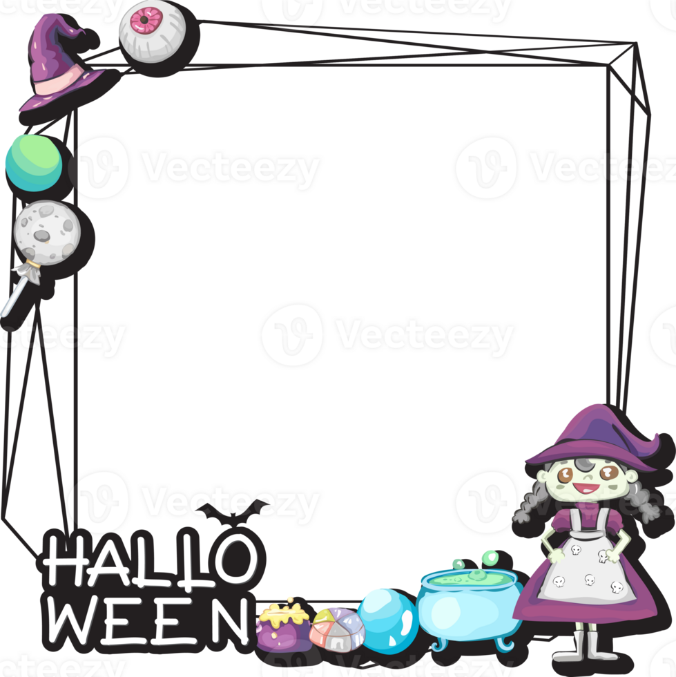 Halloween scary frame on transparent background. png