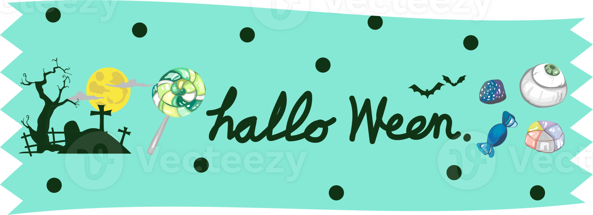 Halloween washi tape on transparent background. png