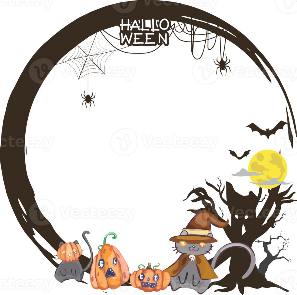 Halloween scary frame on transparent background. png