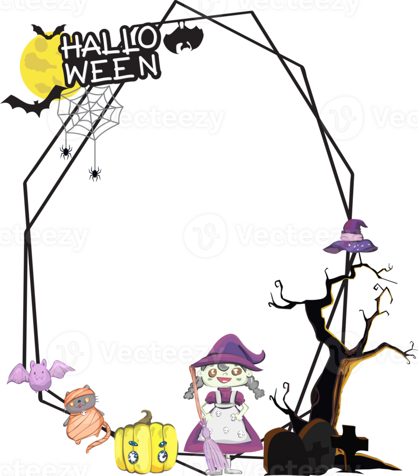 Halloween scary frame on transparent background. png