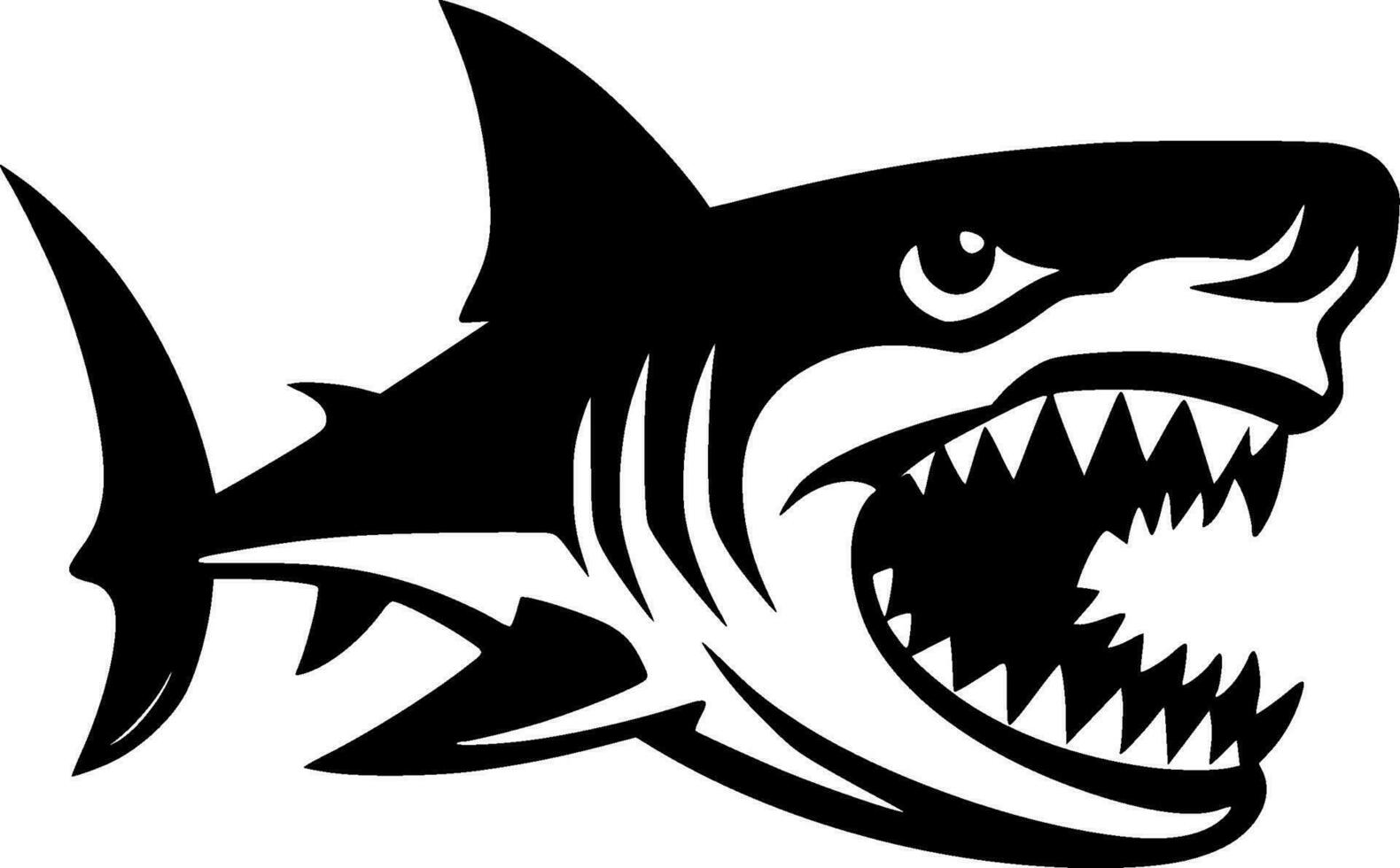 Shark, Black and White Vector illustration