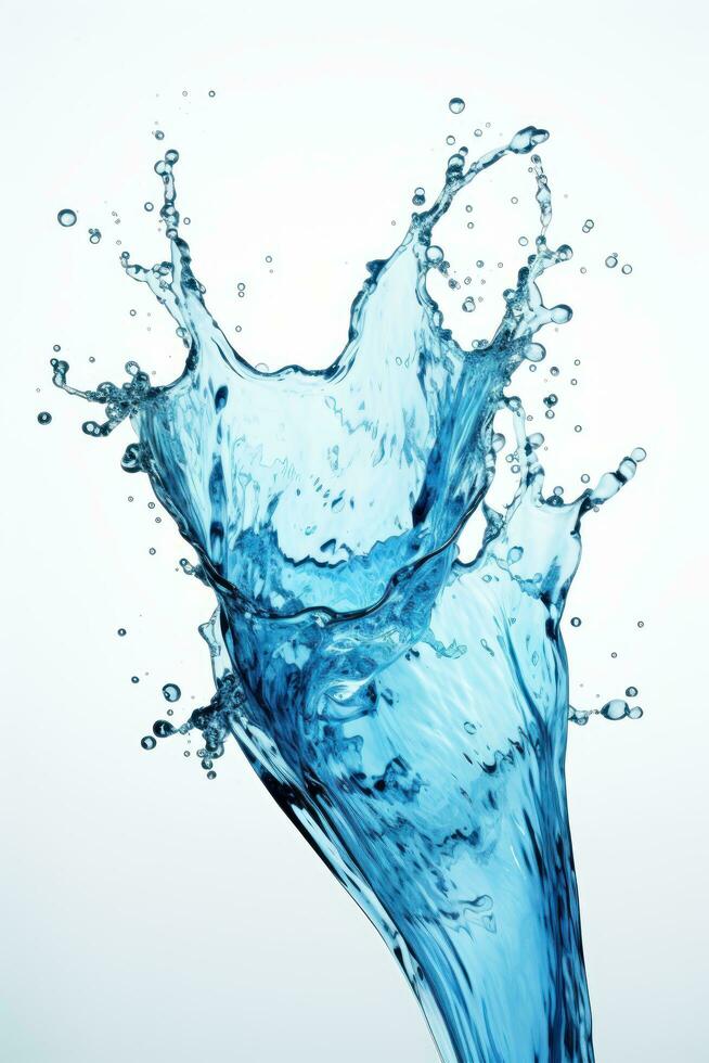 Water splash isolated on white background. Ai generated. photo