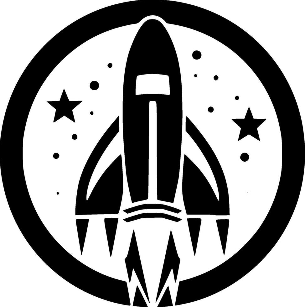 Rocket, Black and White Vector illustration