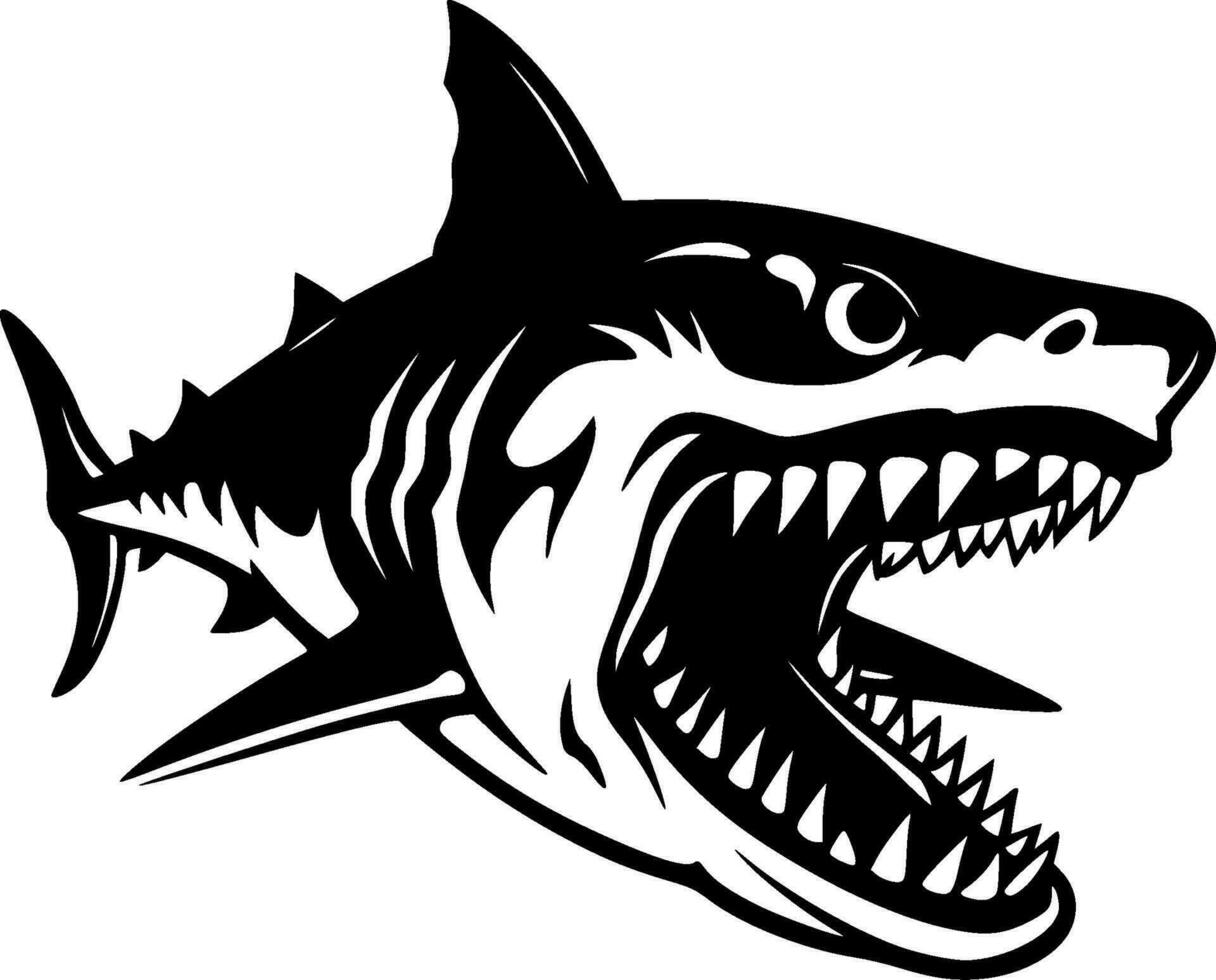 Shark - Black and White Isolated Icon - Vector illustration