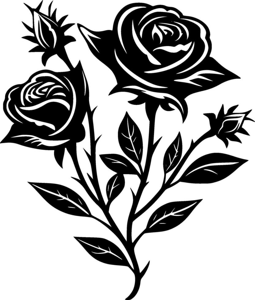 Roses, Minimalist and Simple Silhouette - Vector illustration