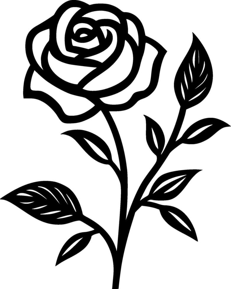 Roses - Black and White Isolated Icon - Vector illustration