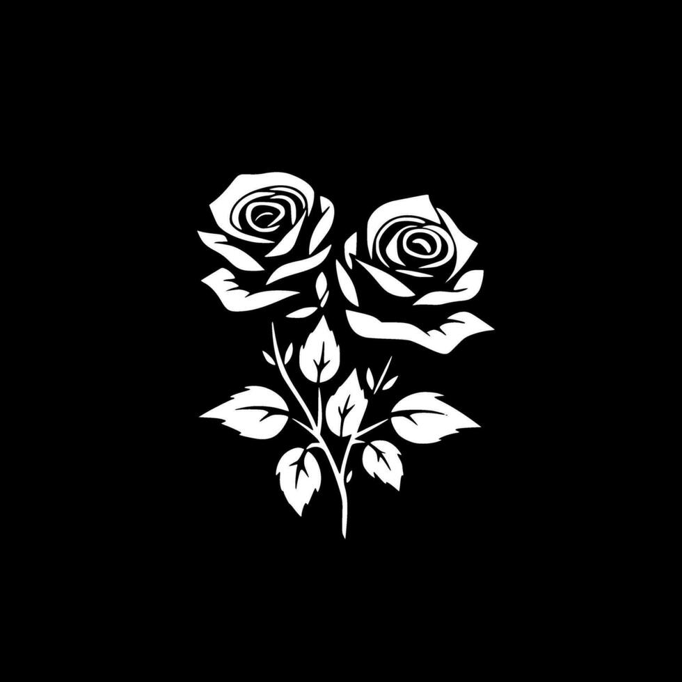 rosas - negro y blanco aislado icono - vector ilustración