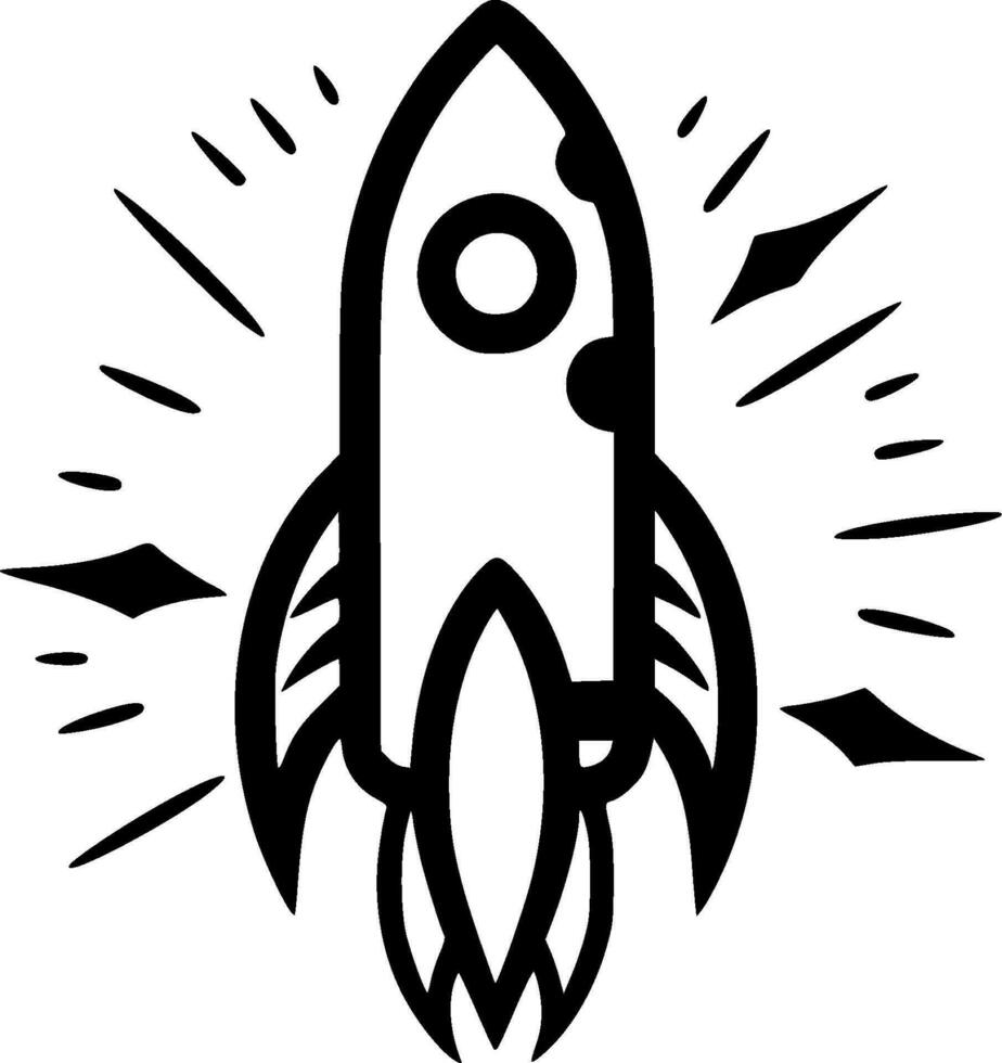 Rocket - Black and White Isolated Icon - Vector illustration