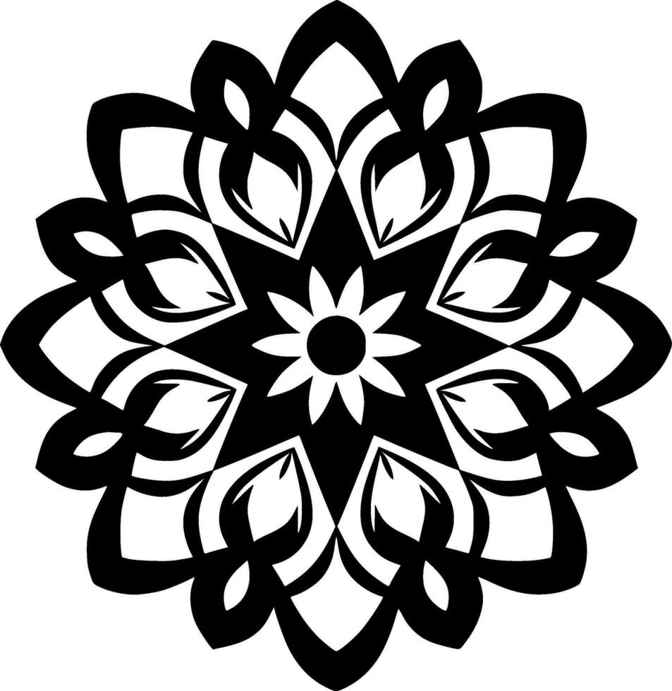 Mandala - Black and White Isolated Icon - Vector illustration