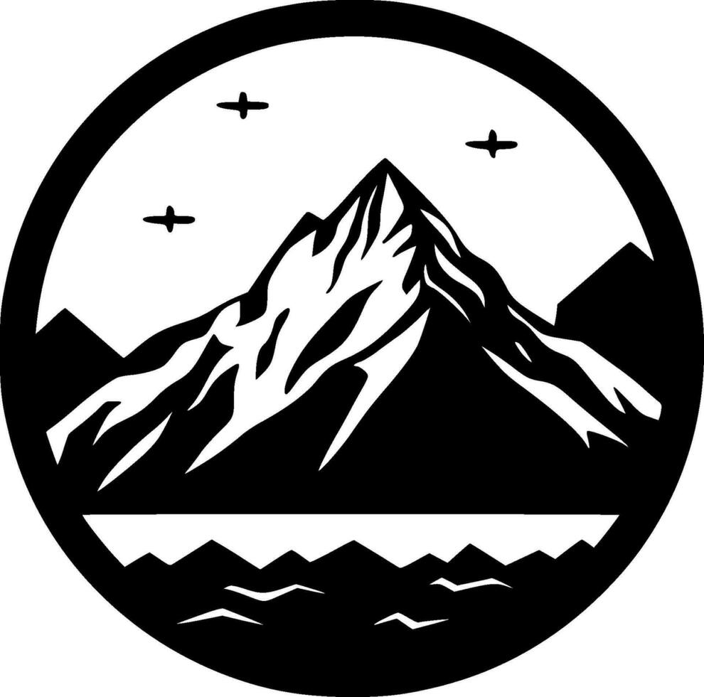 Mountains, Black and White Vector illustration