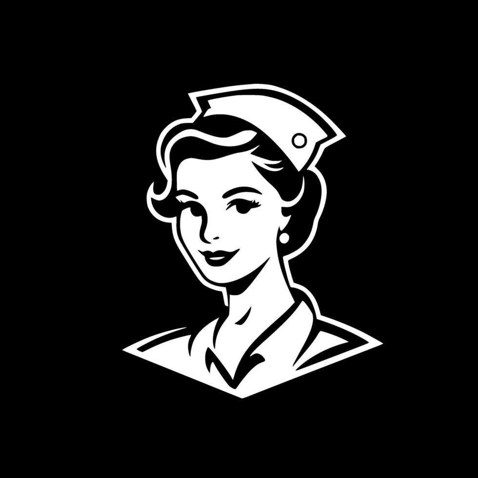 Nurse - Black and White Isolated Icon - Vector illustration