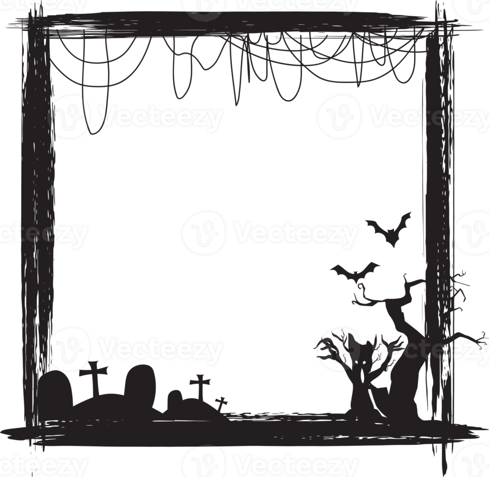 Halloween scary frame on transparent background. png