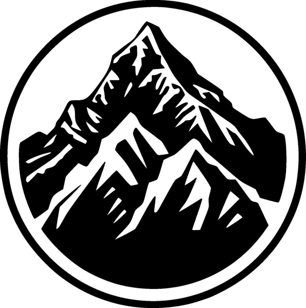 Mountains - Black and White Isolated Icon - Vector illustration