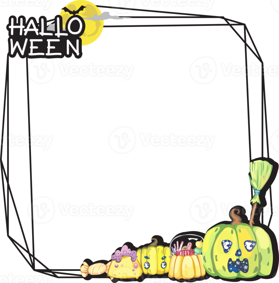 Halloween scary frame on transparent background. png