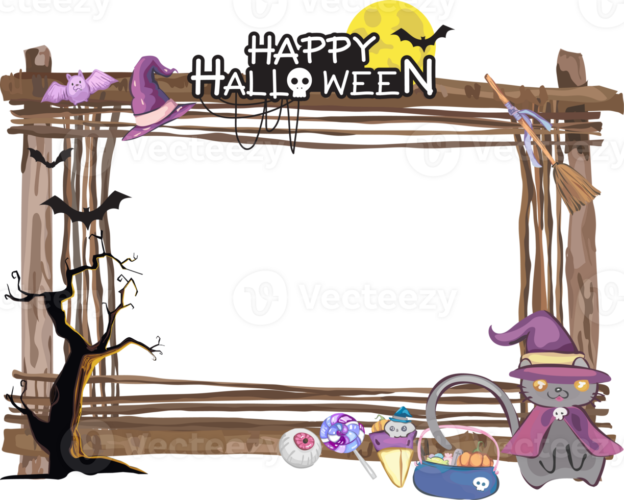 Halloween scary frame on transparent background. png