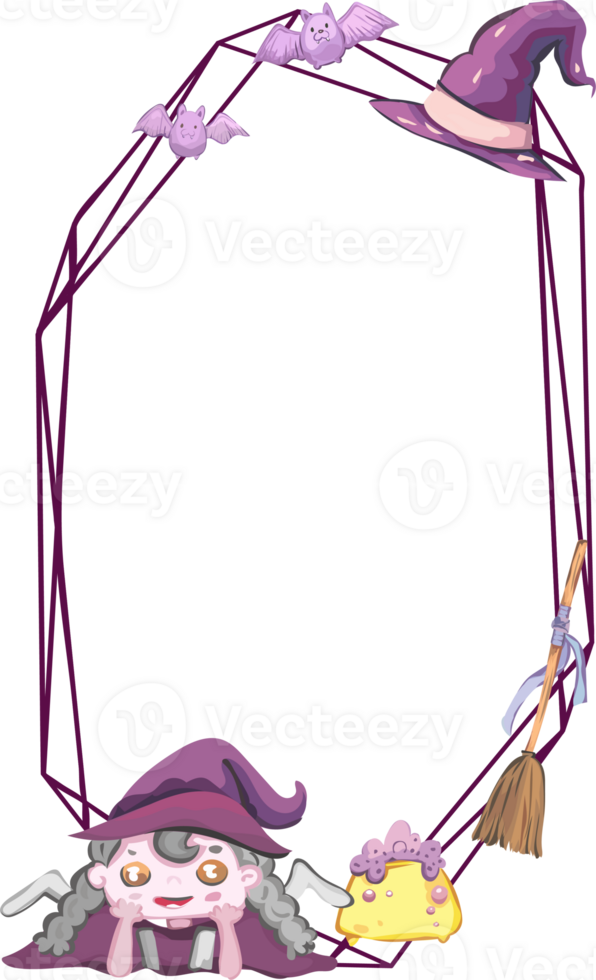 Halloween scary frame on transparent background. png