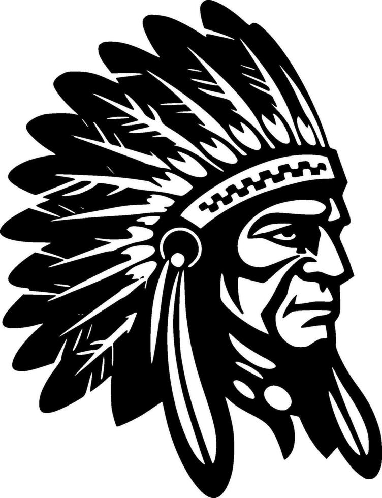 Indian Chief - Black and White Isolated Icon - Vector illustration