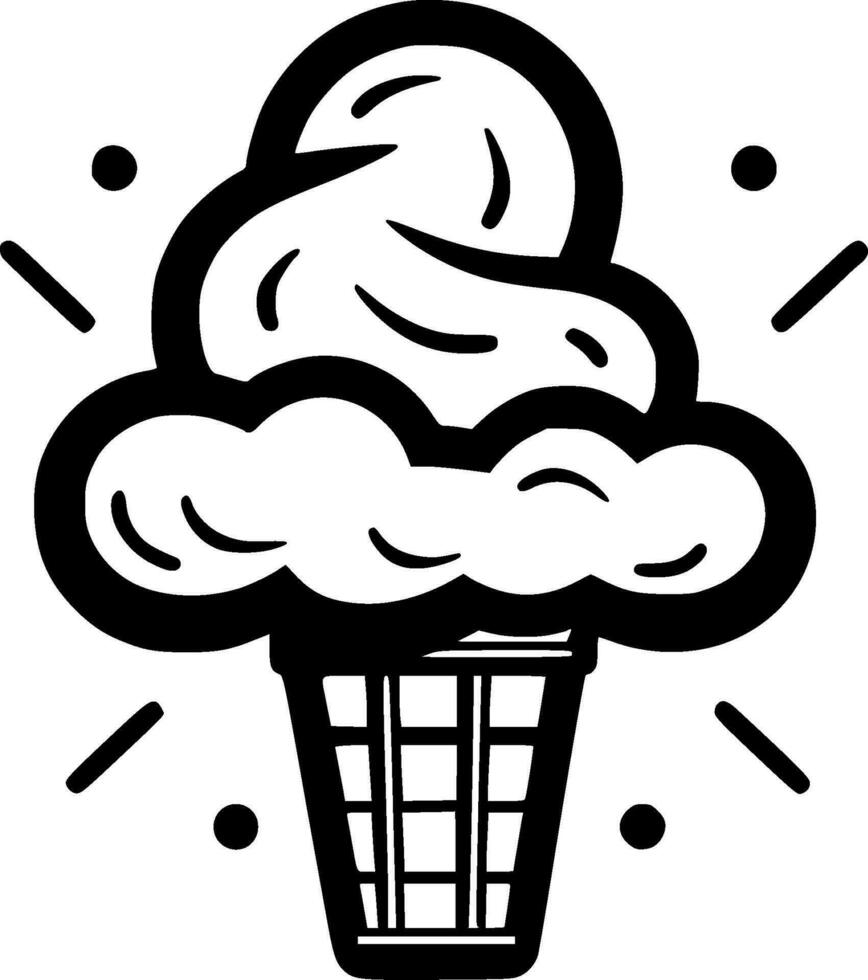 Ice Cream, Black and White Vector illustration