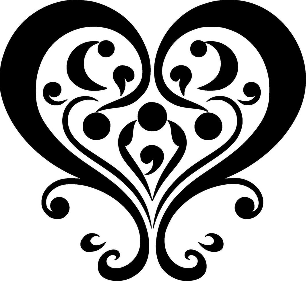 Heart, Black and White Vector illustration