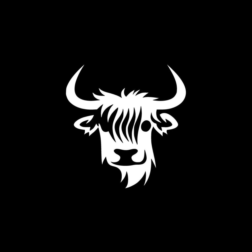 Highland Cow, Black and White Vector illustration