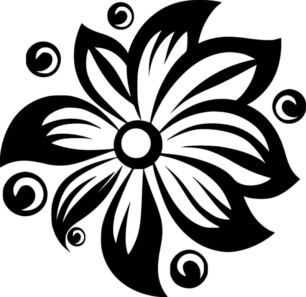 Flower - Black and White Isolated Icon - Vector illustration