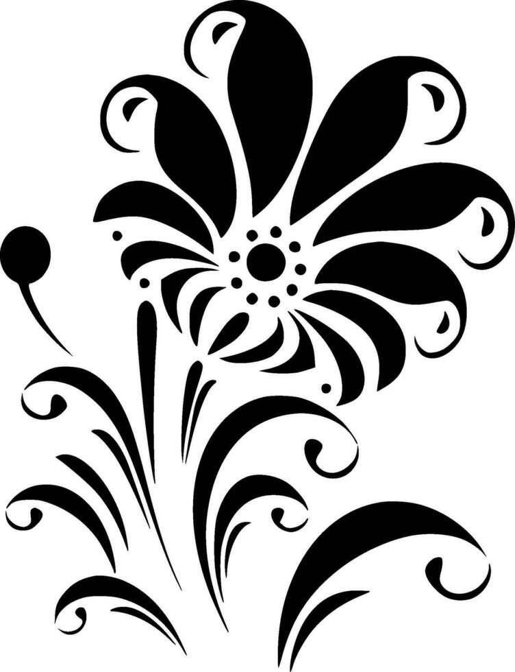 Flower - Black and White Isolated Icon - Vector illustration