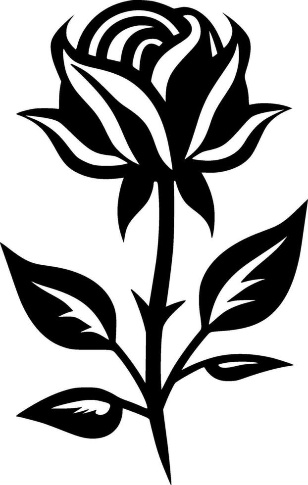 Flower, Black and White Vector illustration