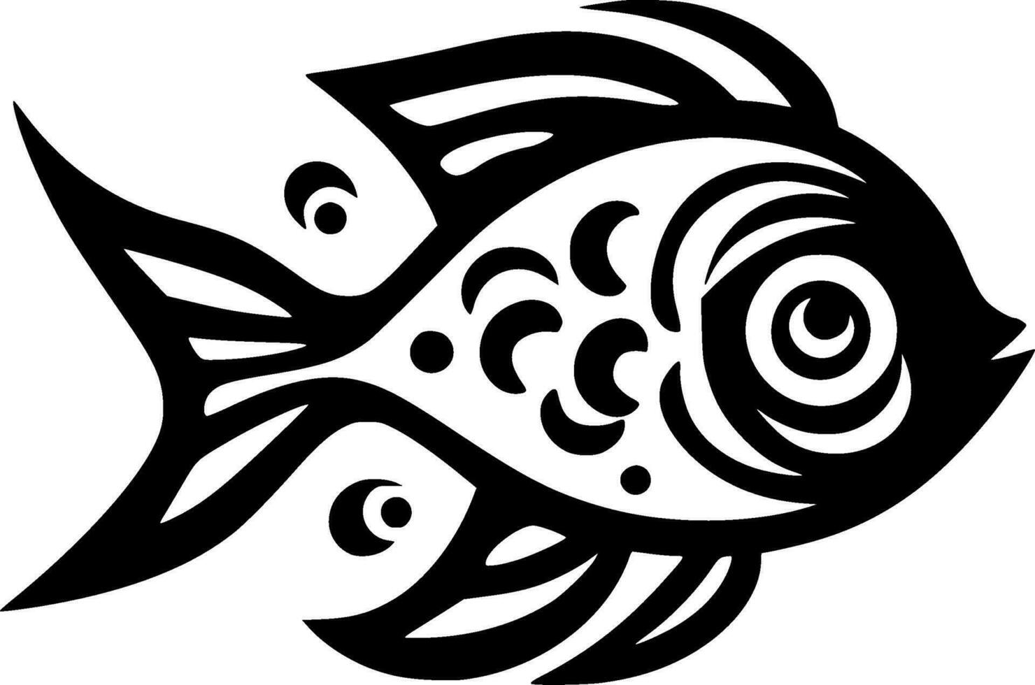 Fish, Black and White Vector illustration