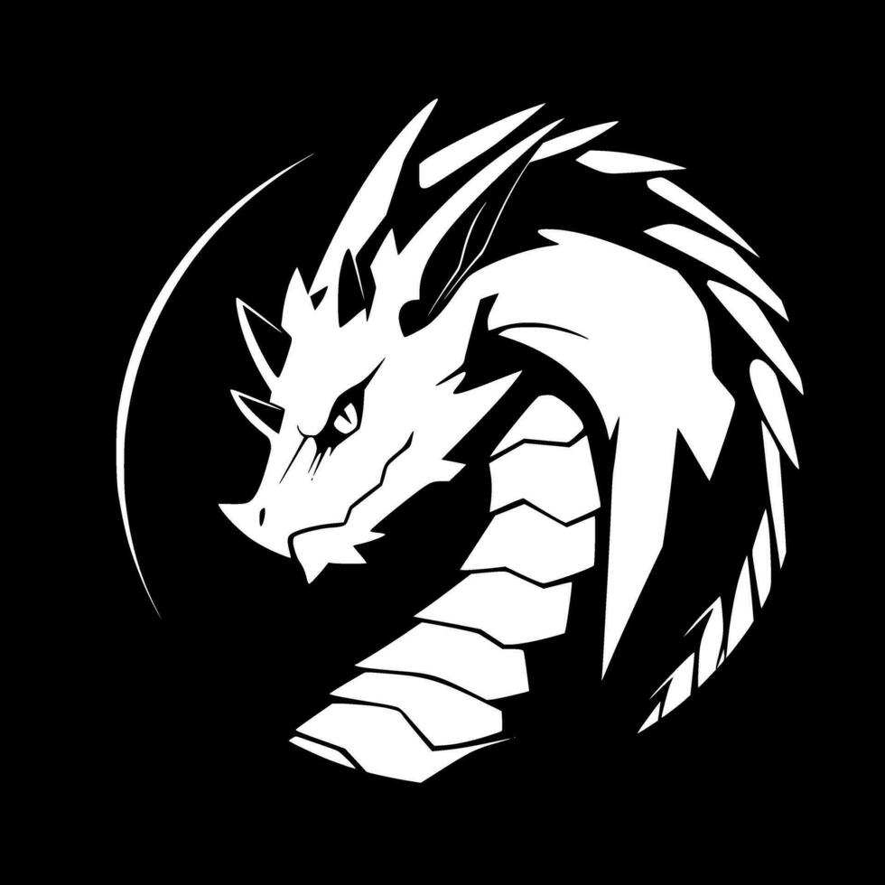Dragon - Black and White Isolated Icon - Vector illustration