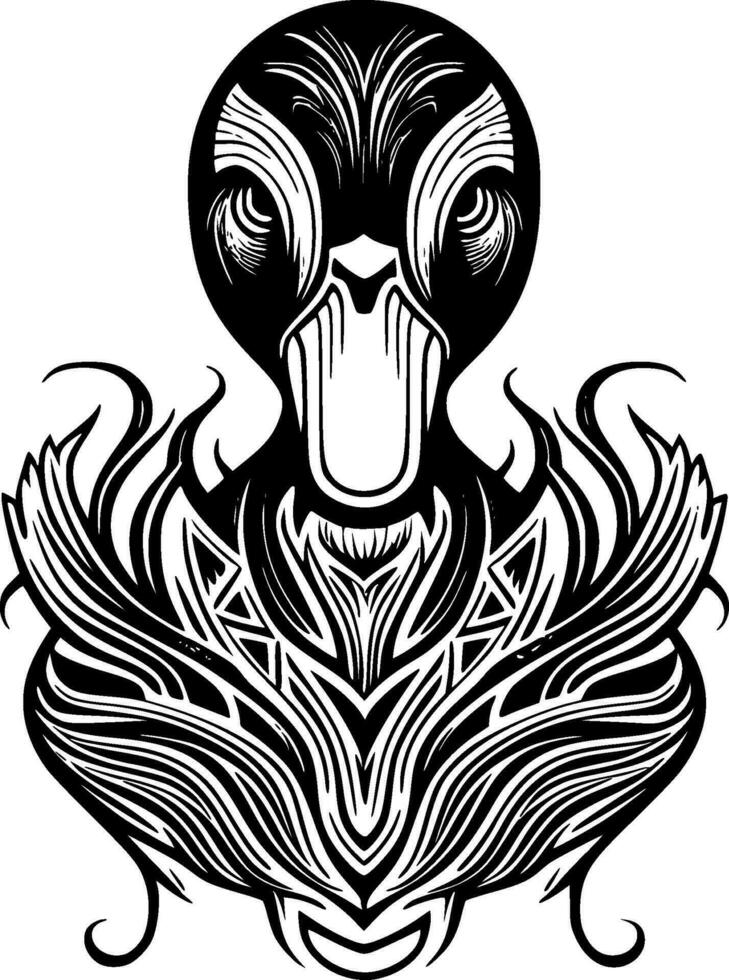 Duck, Black and White Vector illustration