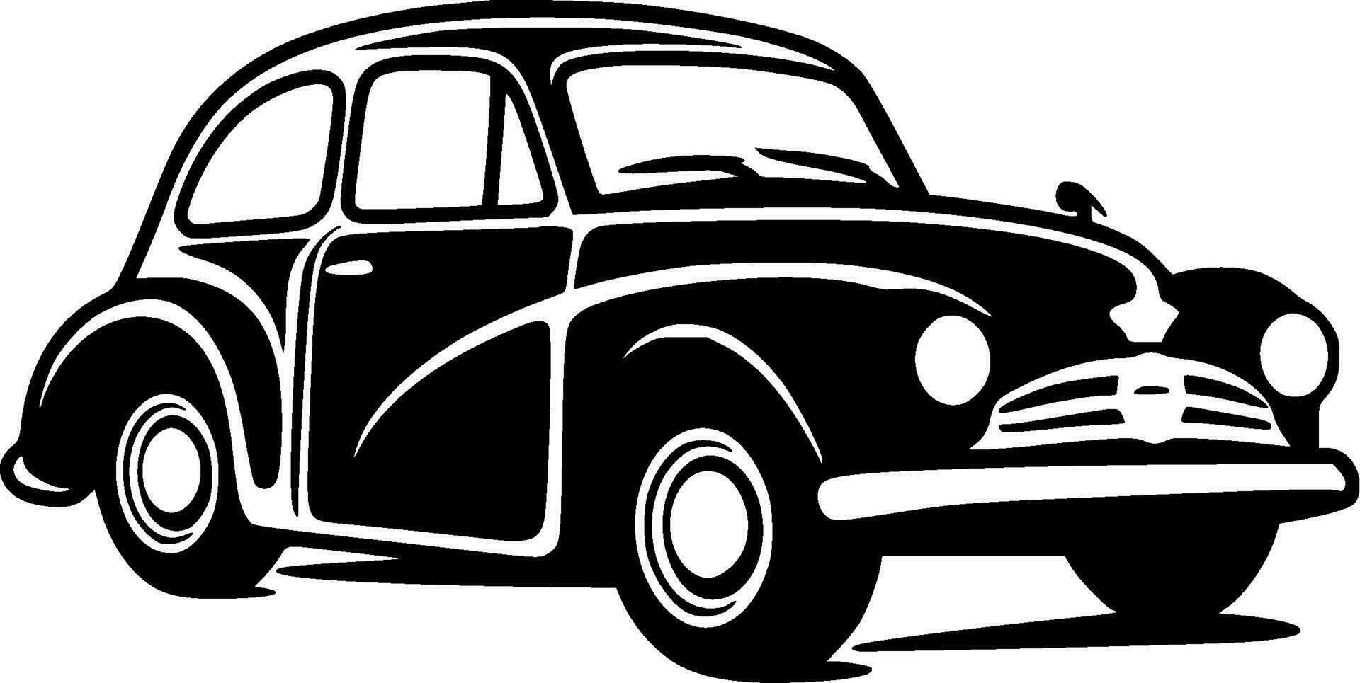 Car - Black and White Isolated Icon - Vector illustration