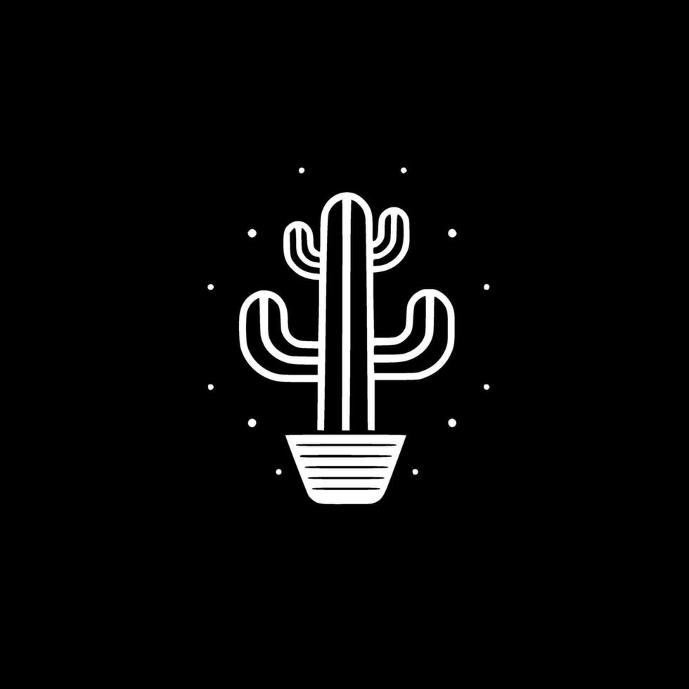 Cactus, Black and White Vector illustration