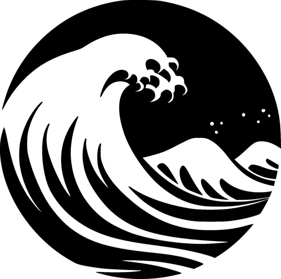 Wave - Black and White Isolated Icon - Vector illustration